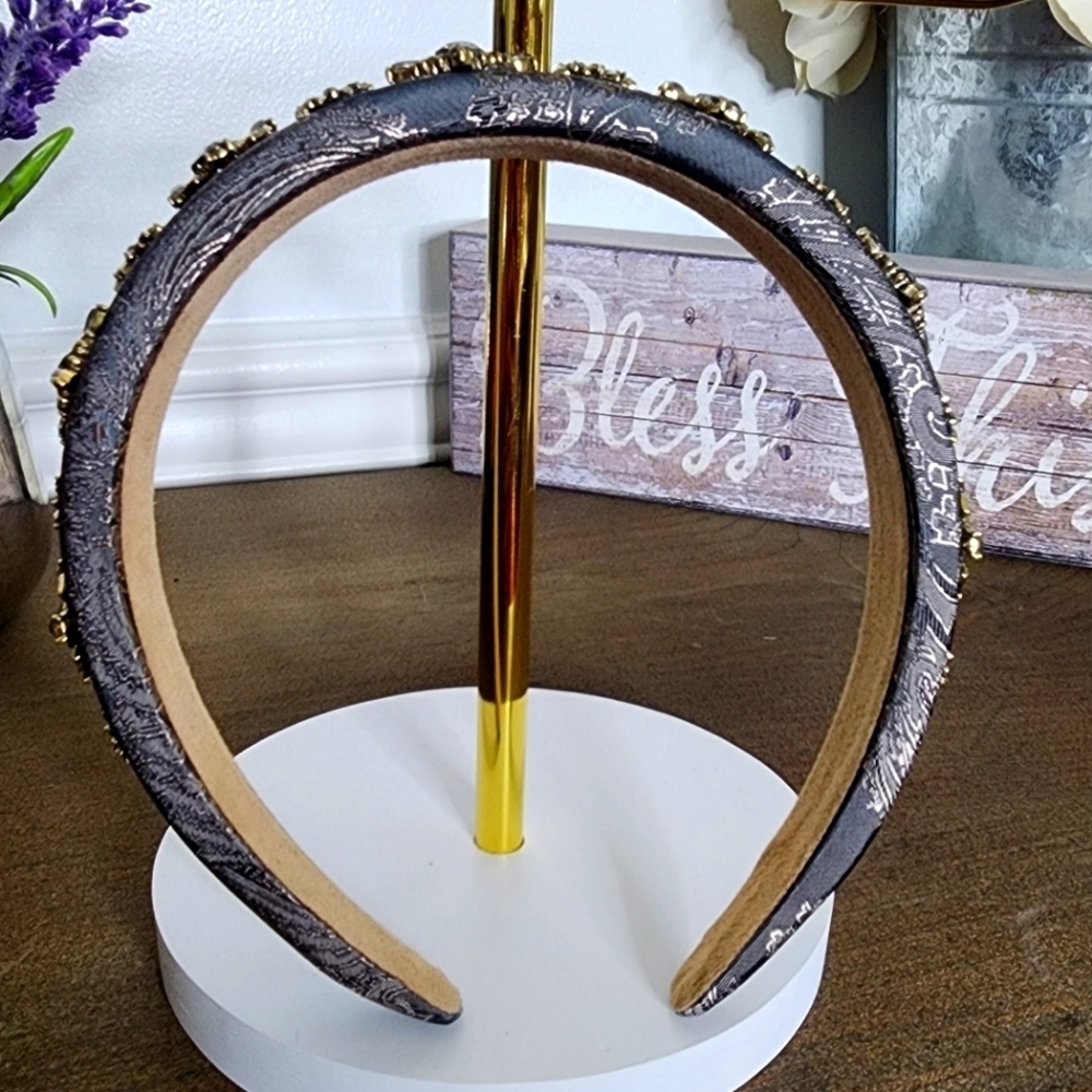 Black and Gold Embellished Headband